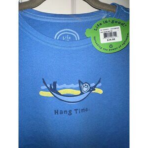 NWT Life Is Good Womens "Hang Time" Blue T-Shirt Size Small